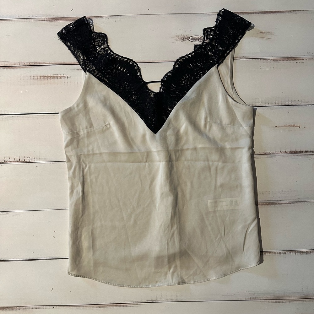 Chic Lace Trimmed Cream Blouse
